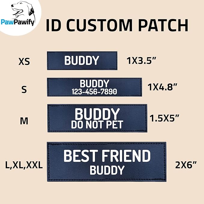 PawPawify Custom No Pull Dog Harness with Name and Phone Number, Heavy Duty Personalized Pet Vest to Prevent Tugging, Pulling, or Choking, Training and Walking (Red, XL (60-85 LBS))