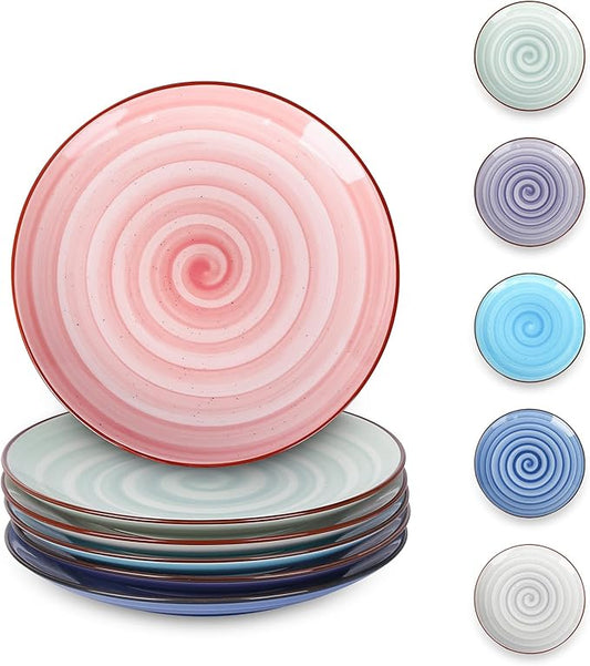 Selamica Ceramic Dessert Plates Set of 6, Small Salad Plates 6 Inch Appetizer Plates for Kitchen, Small Dinner Plates/Dishes for Cake Snacks Side Dish, Microwave Dishwasher Safe, Gradient Color