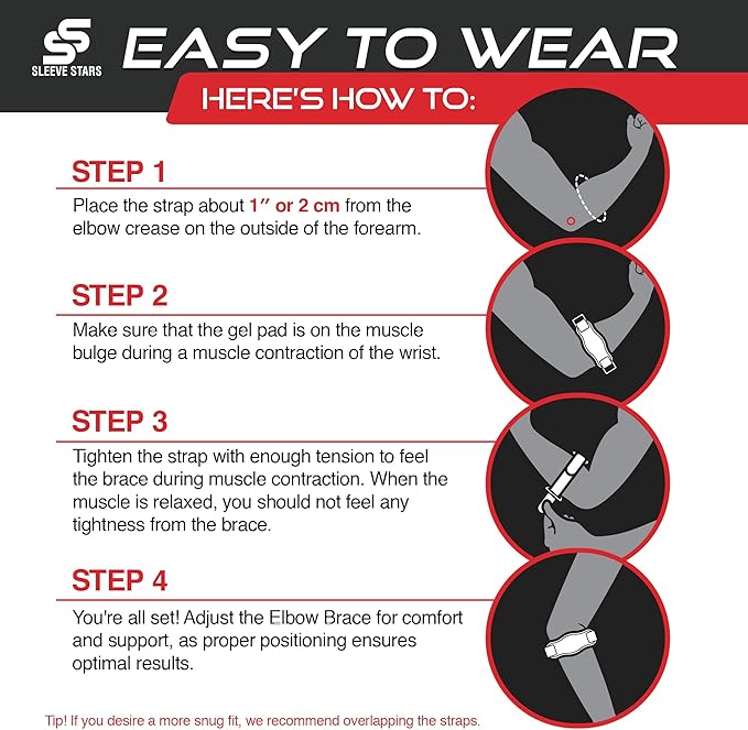 Sleeve Stars Tennis Elbow Brace for Women - Adjustable Tennis Elbow Strap, Golfers Elbow Brace for Men, Counterforce Brace for Tendonitis Relief, Fits 9"-23" (Single/Light Purple)