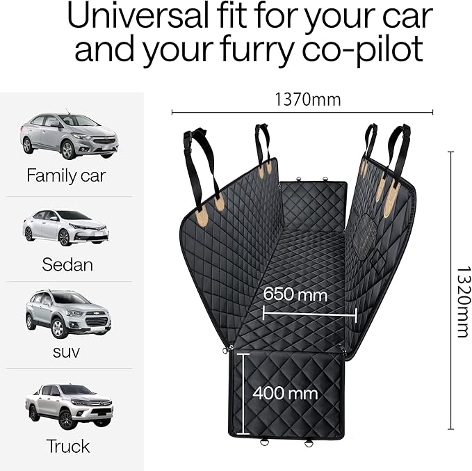 Truck Dog Seat Cover for Back Seat – Hard Bottom Hammock Holds 400lbs – Waterproof Pet Seat Protector for Large Dogs – Back Seat Extender Platform with Storage – Dog Car Seat Cover for Trucks SUV