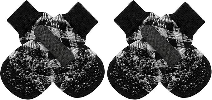 EXPAWLORER Anti Slip Dog Socks to Prevent Licking Paws, Dog Shoes for Hot Pavement, Dog Booties for Small Medium Large Senior Dogs, Traction Control Dog Boots & Paw Protectors for Hardwood Floors