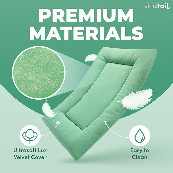 KindTail Dog Crate Pad - Soft Velvet, Reversible Bed - Machine Washable Kennel Mat for Pets up to 25 lbs - Mattress for Cozy Sleeping - 25” x 19” x 1” (Dark Grey, Medium)
