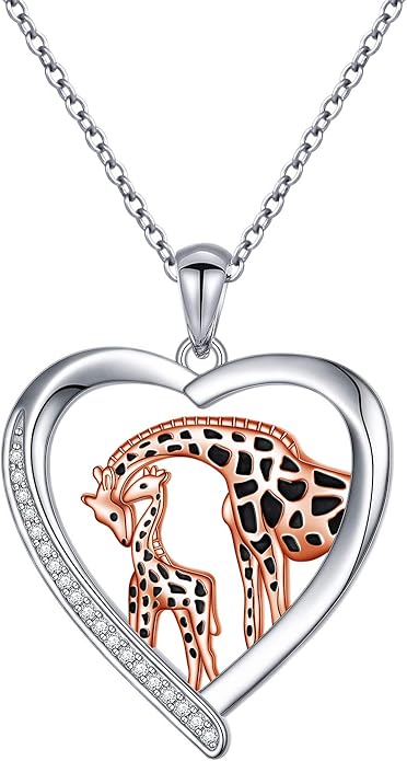 S925 Sterling Silver Mother Daughter Necklace Forever Love Giraffe Panda Dolphin Animal Pendant Jewelry for Women Adults