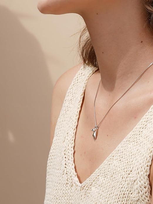 S.Leaf Sterling Silver Cat Necklace - Kitten Jewelry for Women, Cat Mom Gifts