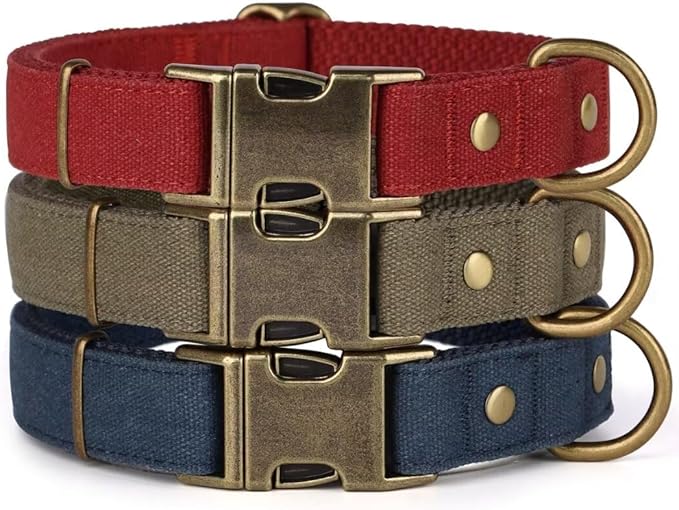 PET ARTIST Dog Collar for Large Dogs, Soft Padded Premium Nylon Dog Collar with Quick Release Metal Buckle, Durable & Adjustable Pet Collars for Boy Gifts, Green, L (Fit 15-22")