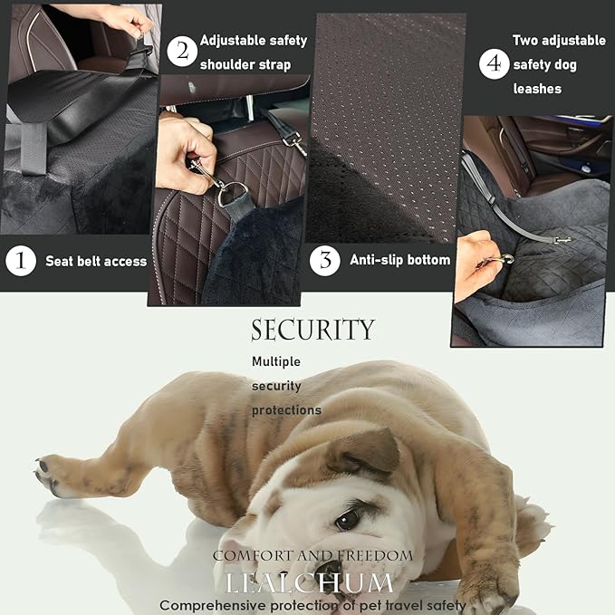 Dog Booster Car Seat for Small/Medium Dogs,6in Elevated Cushion,Fully Detachable and Washable,2 Storage Pockets & 3 Straps,Fits in Front/Back Seat,Easy to Install (Green,Medium)