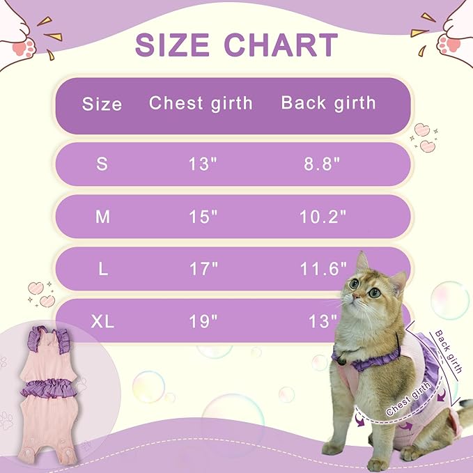 Cat Recovery Suit,Kitten Onesie After Surgery,E-Collar Alternative for Abdominal Wound and Skin Diseases,Soft Breathable Bodysuit After Spay（Yellow-l）