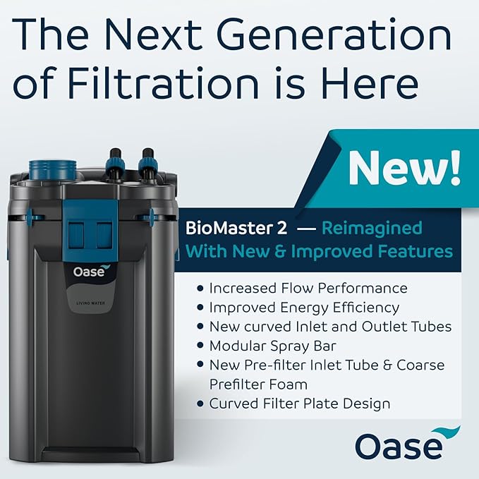 OASE BioMaster 2 250 Canister Filter for Aquariums – External Aquarium Filter with EasyClean Pre-Filter – Quiet Performance – Freshwater & Saltwater, Up to 70 Gallons