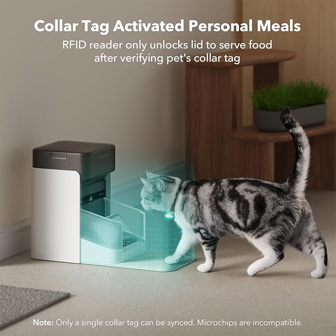 Bundle of PETLIBRO Upgraded RFID Automatic Cat Feeder, 2 Packs 5G Wi-Fi Automatic Pet Feeder, 3L Auto Cat Feeder App Control with Light Collar Tag + PETLIBRO 6 Packs Pet Food Desiccant Bag