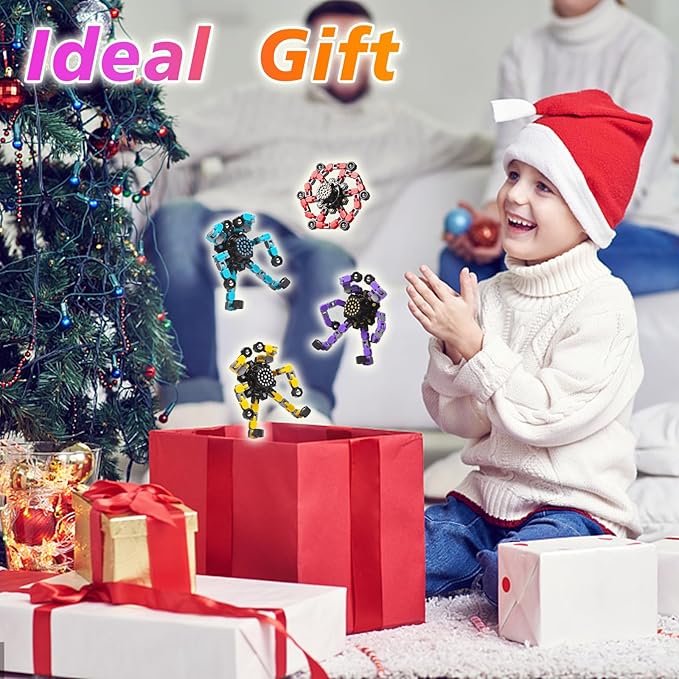 Transformable Fidget Spinners 4 Pcs for Kids and Adults Stress Relief Sensory Toys for Boys and Girls Fingertip Gyros for Party Favors Stocking Stuffers Bulk for Kids