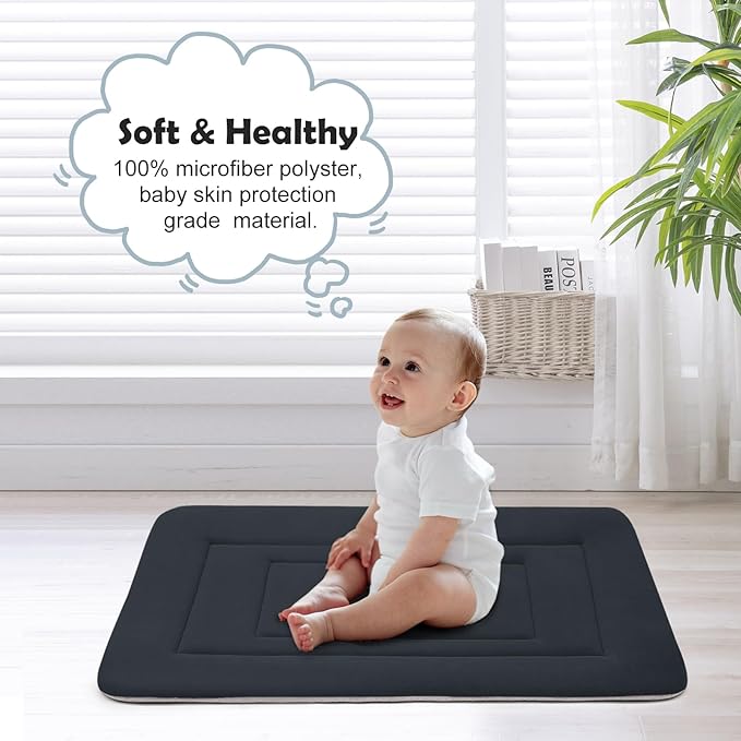 JoicyCo Soft Dog Bed Crate Pad Mat, 48 in Non-Slip Bottom Washable for Extra Large Dogs, Pet Mattress Kennel Pad, Dark Gray