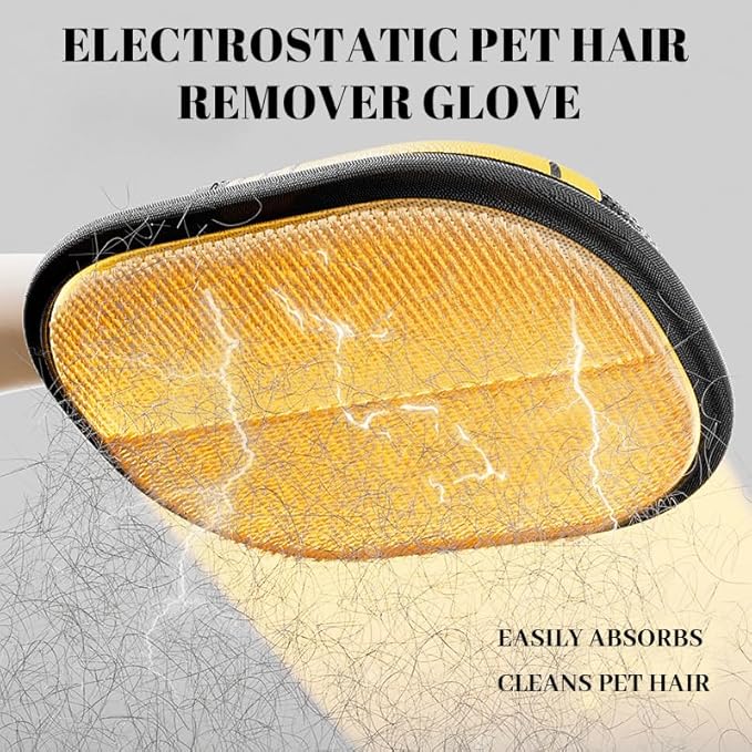 Pet Hair Removal Gloves, Pet Grooming Gloves, Electrostatic Pet Hair Remover Glove for Cats & Dogs, Washable Reusable Pets Hair Remover Tool for Clothing, Furniture, Couch, Car Seat, Curtain (1)
