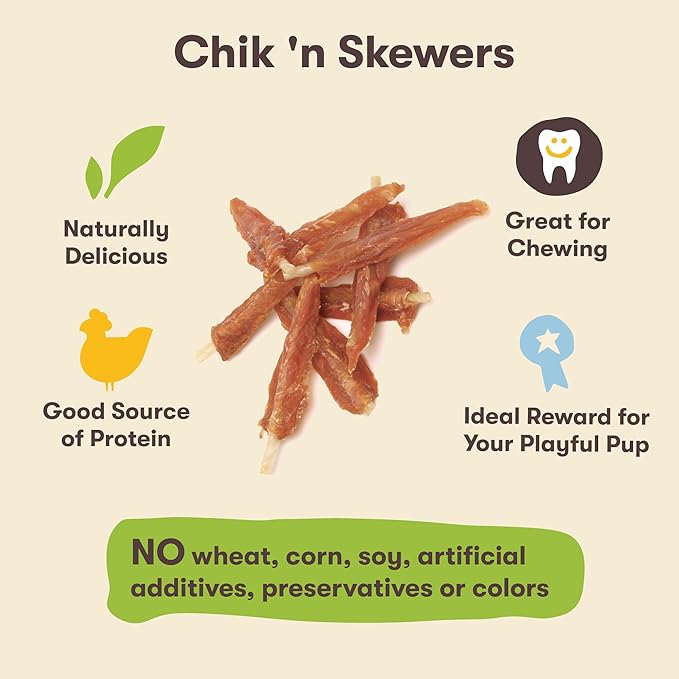 Pet 'n Shape Chik 'n Skewers - Chicken Wrapped Rawhide Chew Dog Treats - 1 Pound