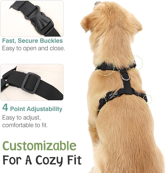 Dog Seat Belt, Safety Vest Dog Car Harness with Adjustable Buckle Dog Seat Belt for Vehicle Nylon Pet Safety Seat Belts Heavy Duty(L, Pink)