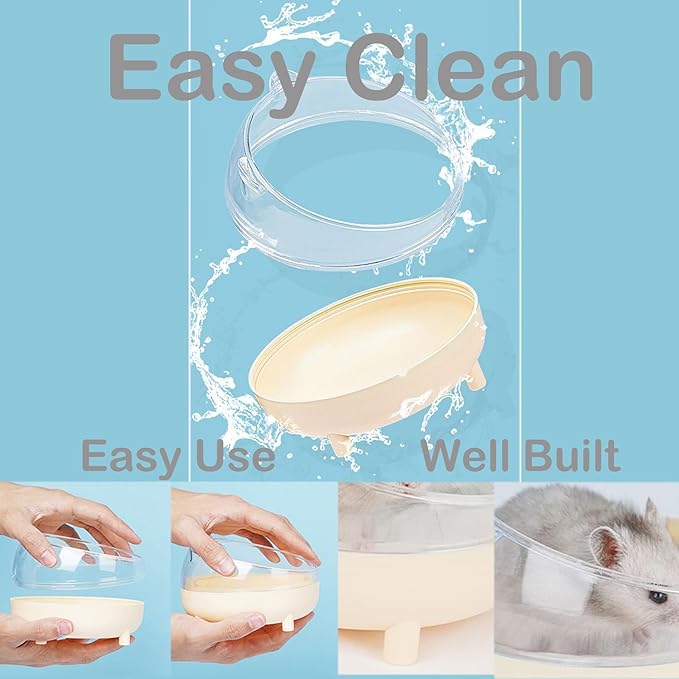 Meow&Woof Hamster Sand Bath Container, Large Sandbox Toilet Gerbil Batheoom, Tiny Chinchilla Dust Bathtub Sand Bath Box for Hamster Cage Accessories 6.5 Inch-Pink