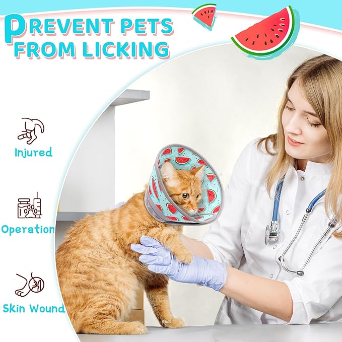Cat Cone Collar Soft to Stop Licking, Adjustable, Foldable Lightweight Kitten Cones After Surgery Recovery for Cats & Kittens, Cat Cone Alternative (Blue, S)