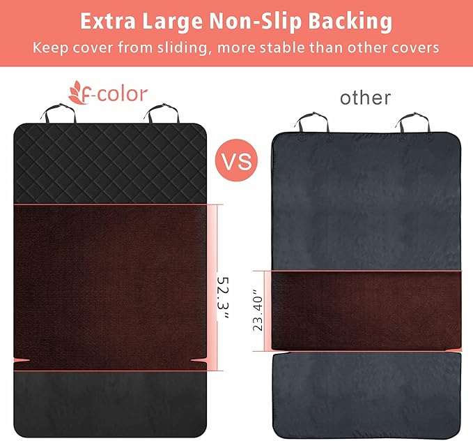 F-color SUV Cargo Liner for Dogs, Water Resistant Pet Cargo Cover Dog Seat Cover Mat for SUVs Sedans Vans with Bumper Flap Protector, Non-Slip, Large Size Universal Fit, Bone