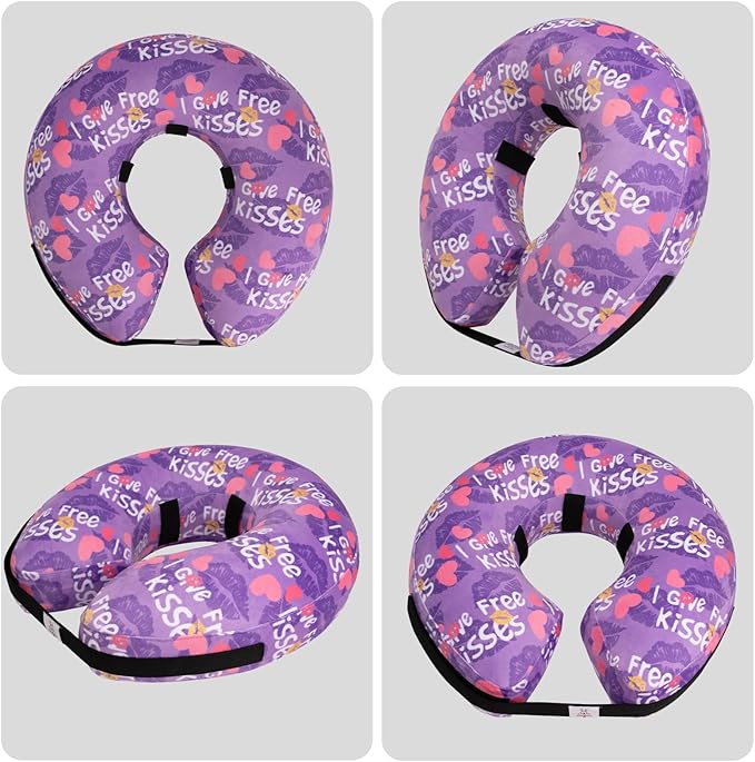 CuteBone Inflatable Dog Cone with Removable Soft Fleece Covers for Small/Medium/Large Dogs and Cats Neck Donut Collar After Surgery GWB06L