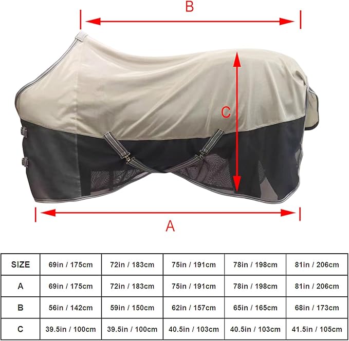 BARN & STABLE Breathable and UV Protective Horse Fly Sheets Tear-Resistant Mesh Fly Sheets for Horse Comfy Equine Summer Sheets with Removable Web Leg Straps