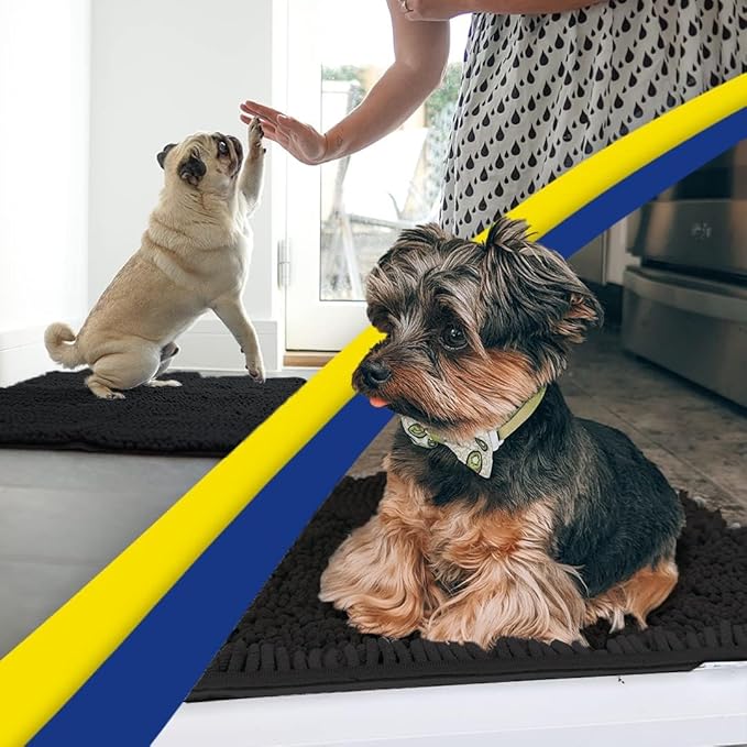 Muddy Mat® Shown on TV – Super Absorbent Door Mat Indoor, Microfiber Quick Dry Chenille Entryway Rug, Non-Slip Front Door Mat, Indoor Mats for Entryway, Machine Washable Pet Rug, Black 24"x36"