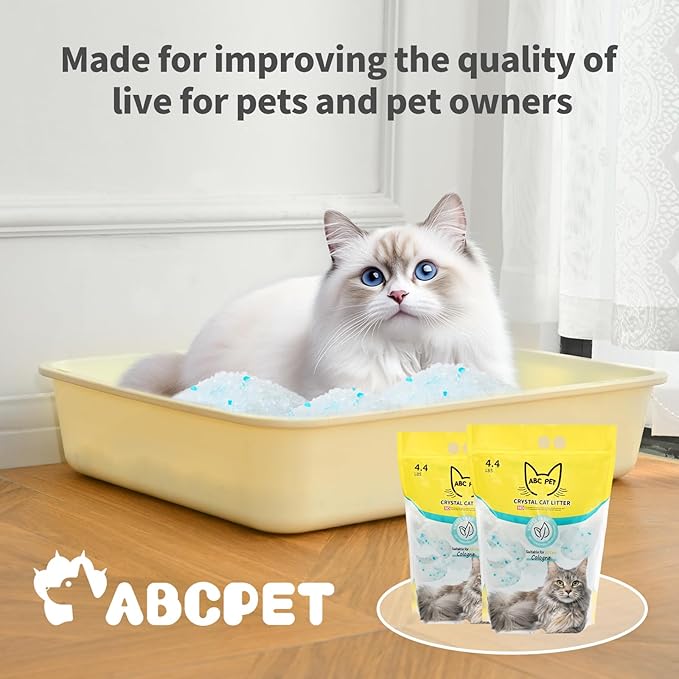 Cat Litter Crystals No Clumping Odor Control Kitty Litter Non-Clumping No scooping Low Dust, Low Tracking, Dehydrates Waste Cologne- 8.6 lbs (2 x 4.3 lb Packs)