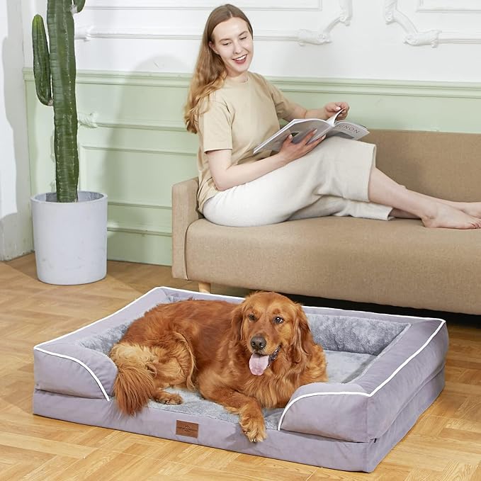 Comfort Expression Small Dog Beds Waterproof Orthopedic Foam Dog Sofa Beds for Medium Dogs Comfy Pet Bed with Washable Removable Cover & Non-Slip Bottom(Small,Purple)