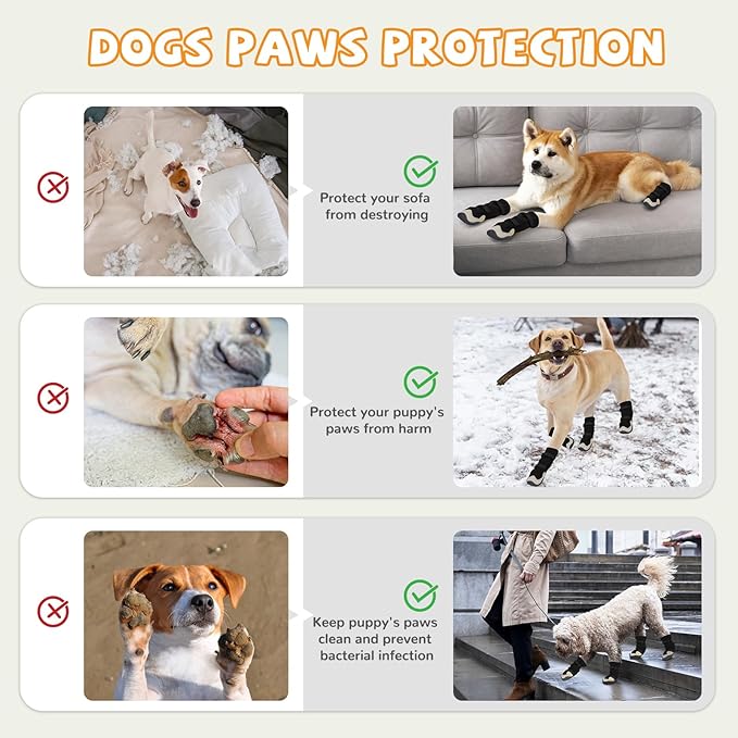 Winter Dog Snow Boots with Warm Wool Lining, Dog Shoes for Large Small Medium Dogs, Dog Booties and Paw Protectors, Anti-Slip Dog Shoes with Reflective for Snow, Hardwood Floors, Hiking (Size 4)
