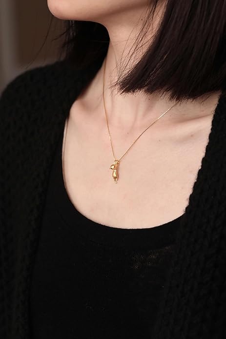S.Leaf Sterling Silver Cat Necklace - Kitten Jewelry for Cat Lovers - Themed Gifts for Women