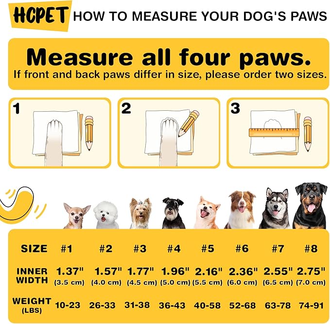 Hcpet Dog Shoes, Dog Boots & Paw Protectors for Winter Snowy Days, Rainy Weather, Outdoor Anti-Slip Sole Dog Booties for Hardwood Floor Pink-Leg 6