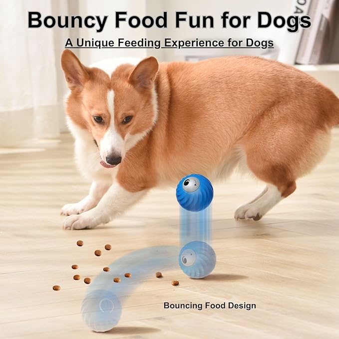 Zoomie Buddy 2.0, Zoomie Buddy for Dogs, 2 in 1 Smart Touch Interactive Dog Balls ＆ Pet Feeder, 2.83" Diameter, Suitable for Small/Medium Dogs, with Fruit Plush Cover (Blue, 3*Mix)