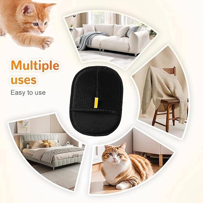 Static Pet Hair Removal Glove for Cats & Dogs, Efficient Grooming Gloves for Pet Hair, Cat Grooming Gloves for Hair Removal