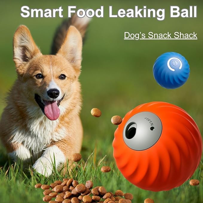 Zoomie Buddy 2.0, Zoomie Buddy for Dogs, 2 in 1 Smart Touch Interactive Dog Balls ＆ Pet Feeder, 2.83" Diameter, Suitable for Small/Medium Dogs, with Fruit Plush Cover (2*Blue, 3*Mix)