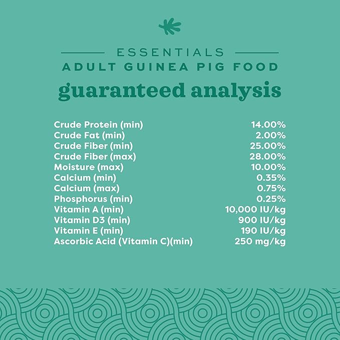 Oxbow Essentials Adult Guinea Pig Food - All Natural Adult Guinea Pig Pellets- No Artificial Ingredients- Veterinarian Recommended- All Natural Vitamins & Minerals- Made in the USA - 25 lb.