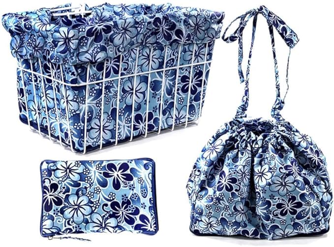 Cruiser Candy Bike Basket Liner Waterproof, Universal Fit for Most Bike Baskets, Stylish 2in1Tote, Bike Basket Cover, EBiKE Front Wire Or Wicker Bike Baskets Fits Up to 15x12x10