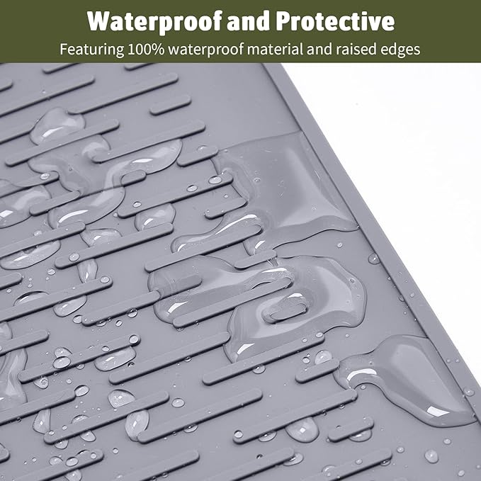 Rubber Cat Litter Mat, 34" x 22" Waterproof Urine Proof Cat Litter Trapping Mat, Easy Clean and Anti-Slip Kitty Litter Catcher Mat, Grey