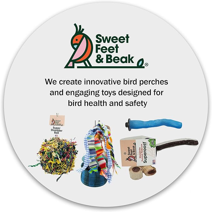 Brid Cage Safety Pumice Perch - Trims Nails and Beak - Promotes Healthy Nails and Beaks - Safe Non-Toxic Bird Supplies for Bird Cages - Large 12"