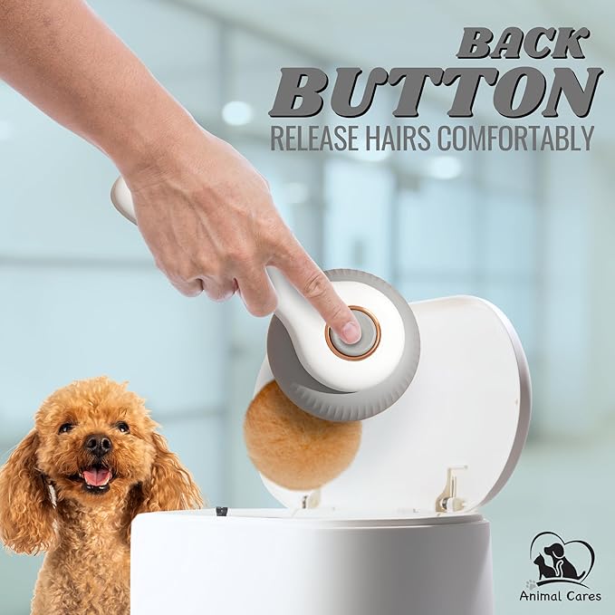 Self Cleaning Pet Brush for Dogs Cats Grooming Tool Removes Loose Fur Reduces Shedding Safe Silicone Tips Comfortable Ergonomic Handle Suitable for Short Medium Long Hair Hypoallergenic for All Pets