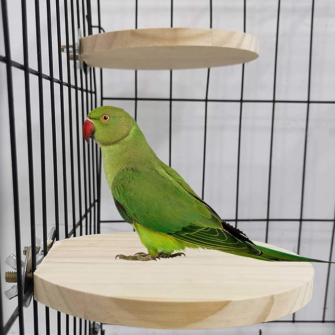 kathson 5PCS Wood Bird Perch Wooden Parrot Stand Toy Parakeet Standing Platform Chew Toys Natural Cuttlebone Paw Grinding Stick Cockatiels Cage Accessories Exercise Toy for Conures Budgies Lovebirds