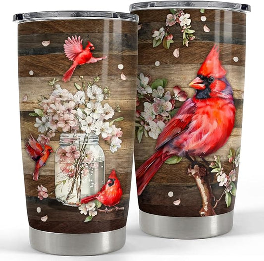 SANDJEST Cardinal Tumbler 20oz Stainless Steel Insulated Tumblers Coffee Travel Mug Cup Gift for Women Birthday Christmas