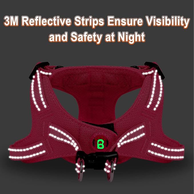 Dog Harness Step in Dog Vest Harness, Reflective Adjustable Puppy No Pull Harness Breathable Soft for Small and Medium Dogs Cats, Pink, XS