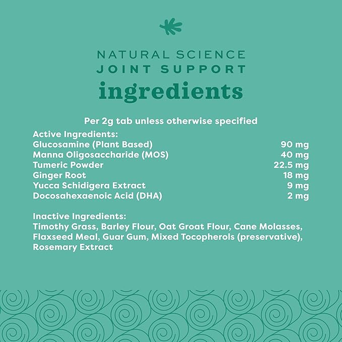 Oxbow Animal Health Natural Science Joint Support, Anti Inflammatory Supplement for Rabbit & Guinea Pig, Oxbow Timothy Hay, Made with Glucosamine, Turmeric, & Yucca, Made in USA, 4.2 oz Bag