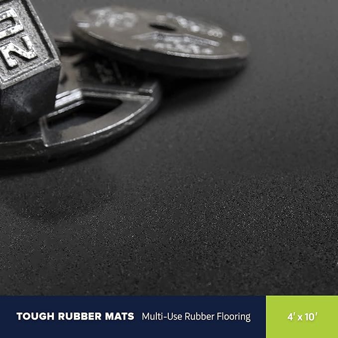 Flooring Inc's 1/4" Thick Tough Rubber Flooring Roll | Flexible Recycled Rubber Floor Mats for Home Gym | Heavy Duty Rubber Mat for Home Gyms, Sheds, Horse Stall Mat or Trailer