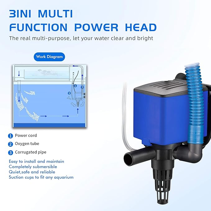 Water Pump 320 GPH Submersible Internal Aquarium Powerhead Water Pump Ultra Quiet for Aquarium,Fish Tank-2 Pack -5 Pack