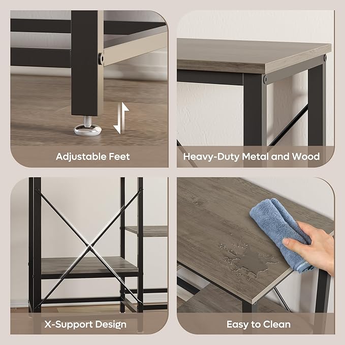 10 Gallon Fish Tank Stand with Power Outlets, 20 x10 Metal Aquarium Stand with 3-Tiers Adjustable Storage Shelves, 6-Legs Reptile Terrarium Stand, 264 LBs