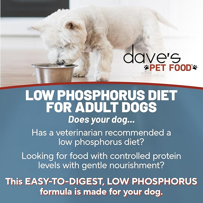 Dave's Pet Food Kidney Support Dog Food (Tuna Pate), Non-Prescription, Low Phosphorus, Low Sodium, Wet Canned, Renal Kidney Care, Vet Formulated, 5.5 oz (24 Pack)