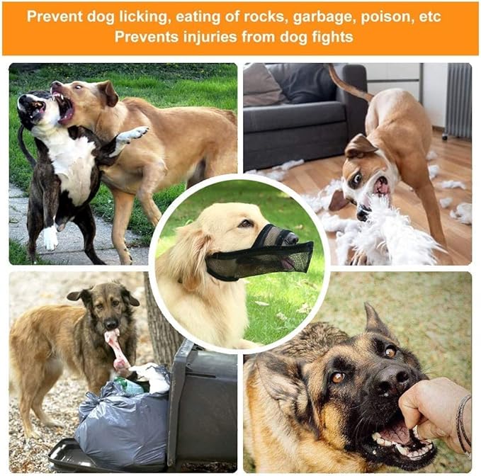 Crazy Felix Nylon Dog Muzzle for Small Medium Large Dogs Dachshund Beagle Poodle Labrador, Air Mesh Breathable and Drinkable Pet Mouth Guard for Anti-Biting Chewing Scavenging (Black,XS)