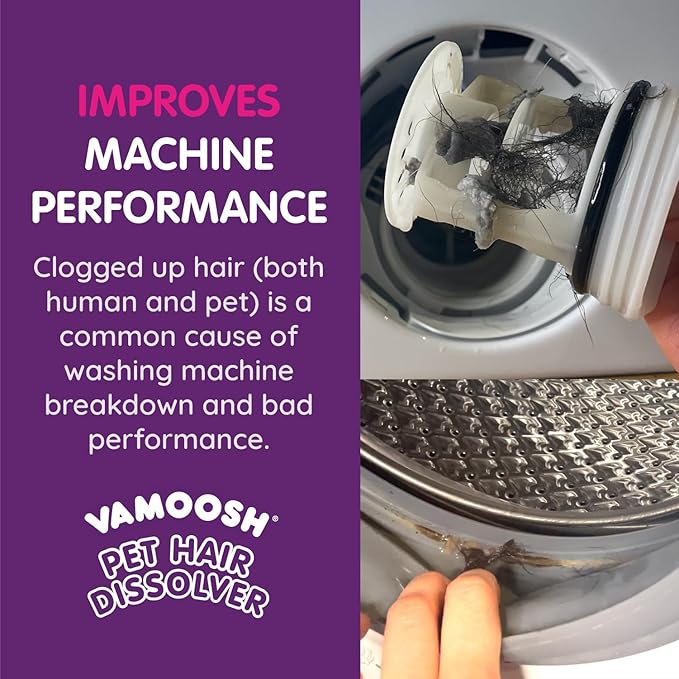 Vamoosh Pet Hair Dissolver | No Harmful Chemicals | Safe for Pets | Patented Pet Hair Dissolving Formula | Removes Odor | Dissolves Dog, Cat & Animal Fur | Easy to Use | 3 Sachets (Pack of 2)