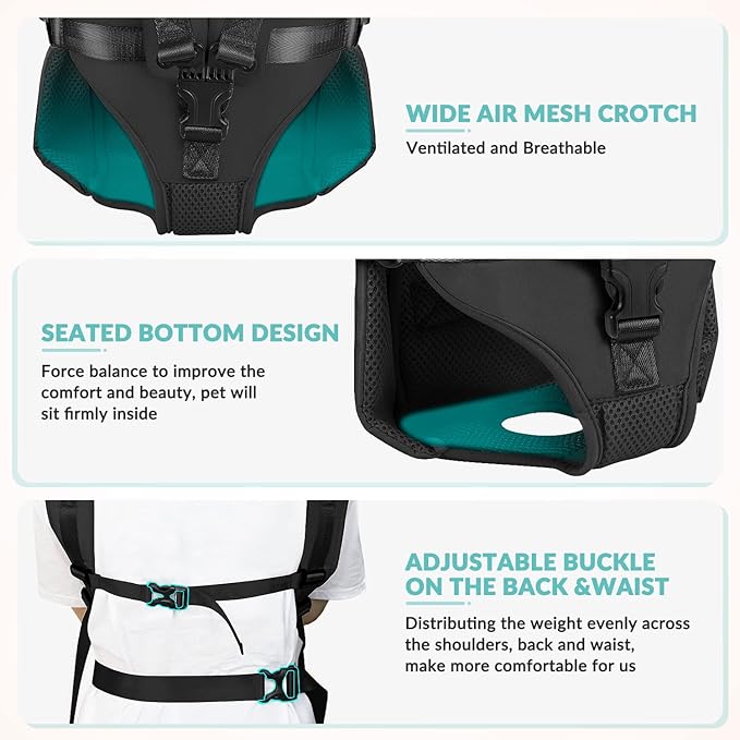 Lukovee Dog Backpack Carrier, Legs Out Easy-fit Dog Front Carrier for Small Medium Dogs, Adjustable Hands Free Dog Chest Carrier for Hiking Cycling (B,Medium)