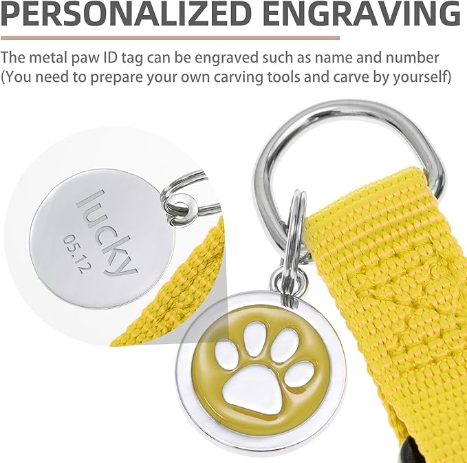 PUPTECK No Pull Dog Harness Soft Adjustable Basic Nylon Step in Puppy Vest Outdoor Walking with ID Tag, Yellow, S