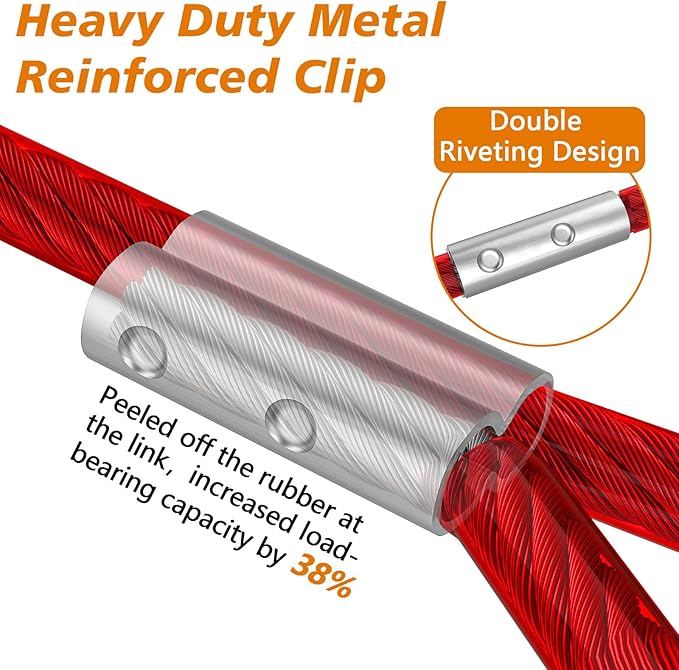 XiaZ Dog Tie Out Cable 60ft, Heavy Duty Dog Chains for Outside with Lockable Hook, Pet Runner Cable Leads for Yard, Dogs Line Tether for Small Medium Large Dogs Up to 125 LBS
